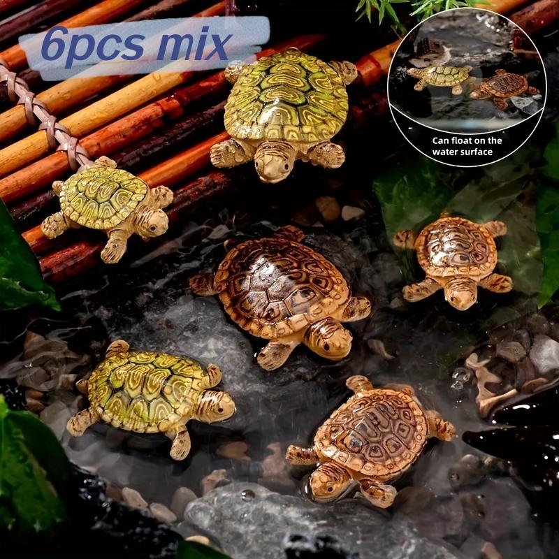 Aquarium Moss - 6 mini-schildpadbeelden voor aquariumdecoratie, miniatuurlandschappen, bonsai
