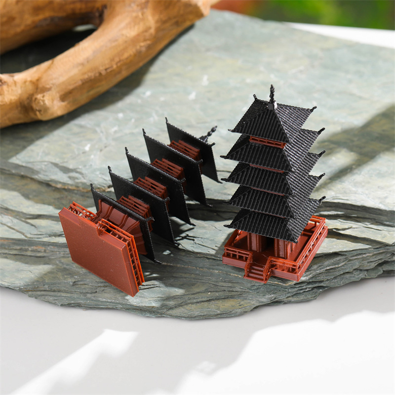 Aquarium Moss - Mini Pagode Standbeeld Oud Gebouwmodel Zen